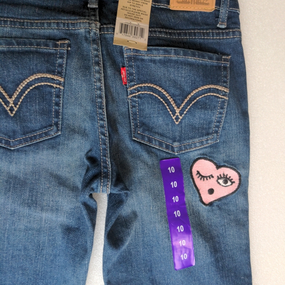 Girls Size 10 NWT Levi Jeans with Fun Patches Super Skinny 710 - Picture 7 of 9